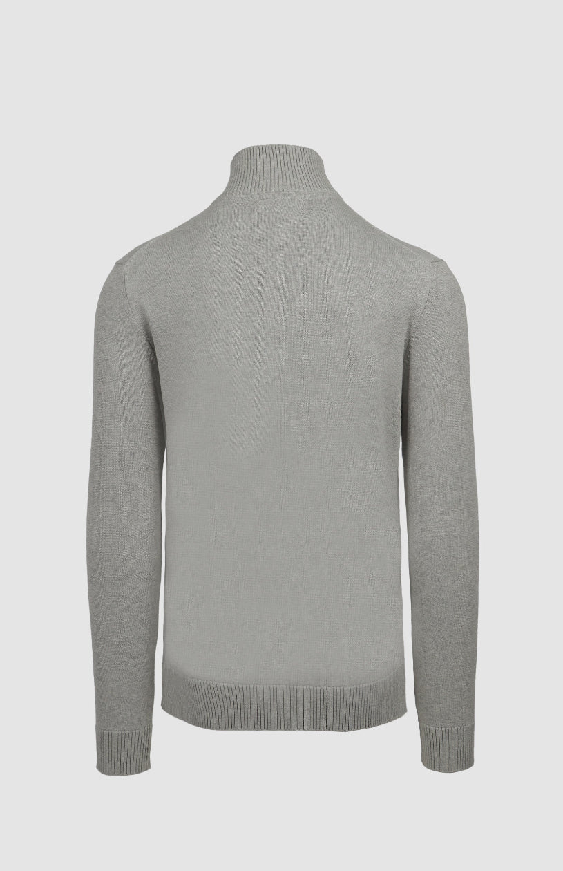 Harry 1/4 Zip Cotton Sweater in Grey