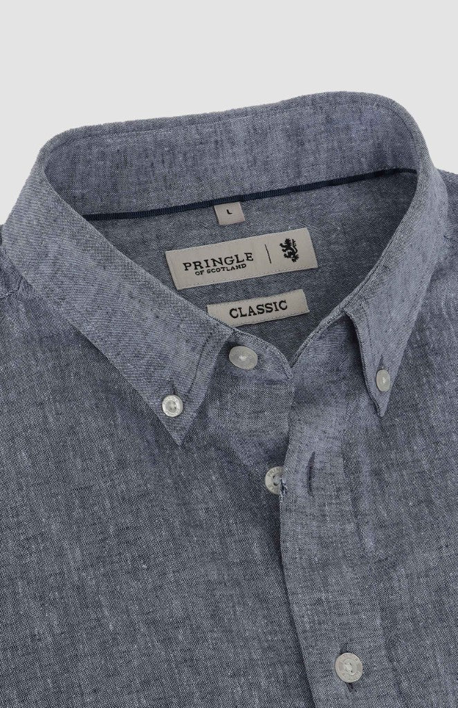Riaan LS Classic Linen Shirt in Navy