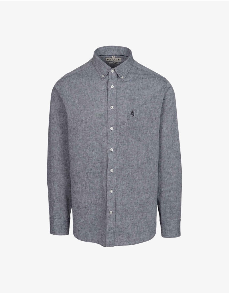 Riaan LS Classic Linen Shirt in Navy