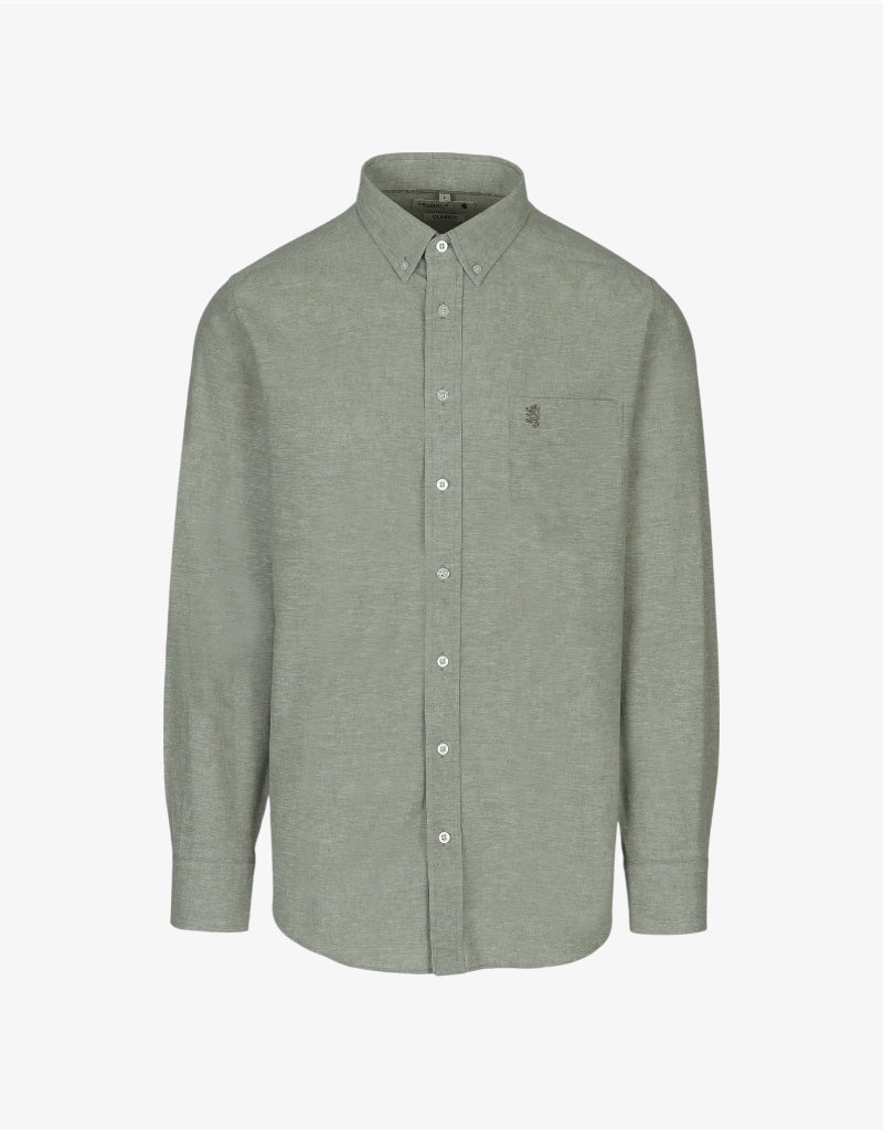 Riaan LS Classic Linen Shirt in Olive