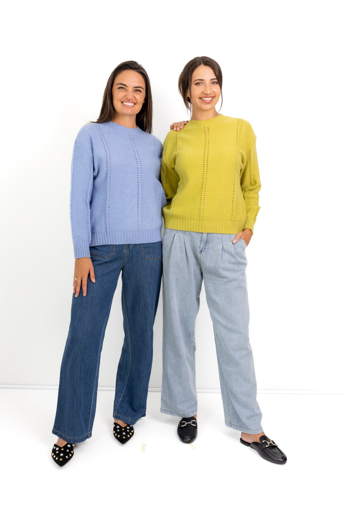 Redding Ladder Detail Crew Neck in Lime