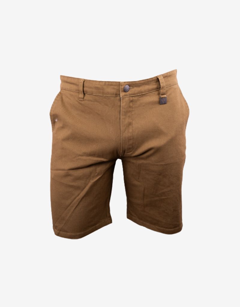 Flat Front Stretch Chino Short in Tobacco