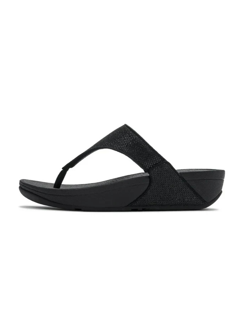 Lulu Shimmerglitz Textured Glitzy Sandals in Black
