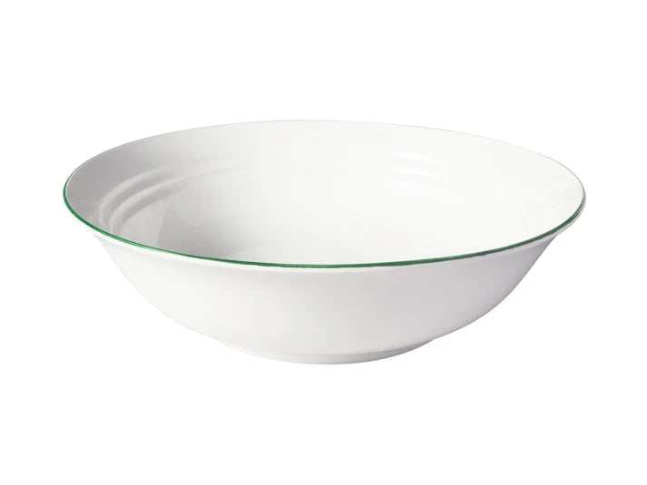 Basics Edge Rim Soup / Pasta Bowl in White / Green / 20 x 5.5cm