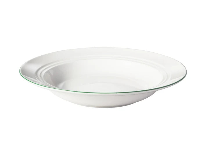 Basics Edge Rim Soup Bowl in White / Green / 24 x 4.5cm