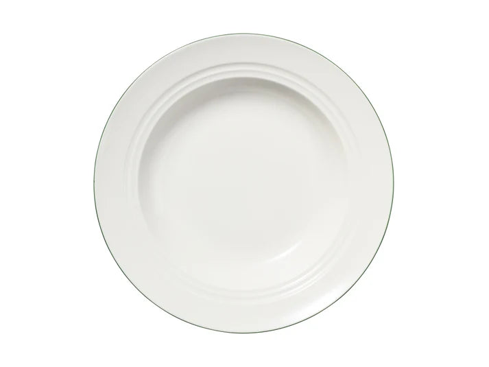 Basics Edge Rim Soup Bowl in White / Green / 24 x 4.5cm
