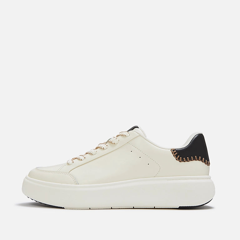 RTG Blanket Stitch Leather / Suede Sneaker in Cream / Black