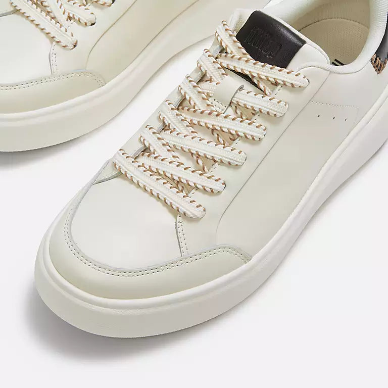 RTG Blanket Stitch Leather / Suede Sneaker in Cream / Black