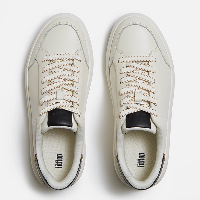 RTG Blanket Stitch Leather / Suede Sneaker in Cream / Black