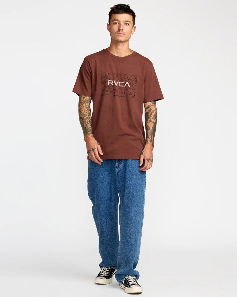 Topo XL Red Stitch SS Tee in Red Earth