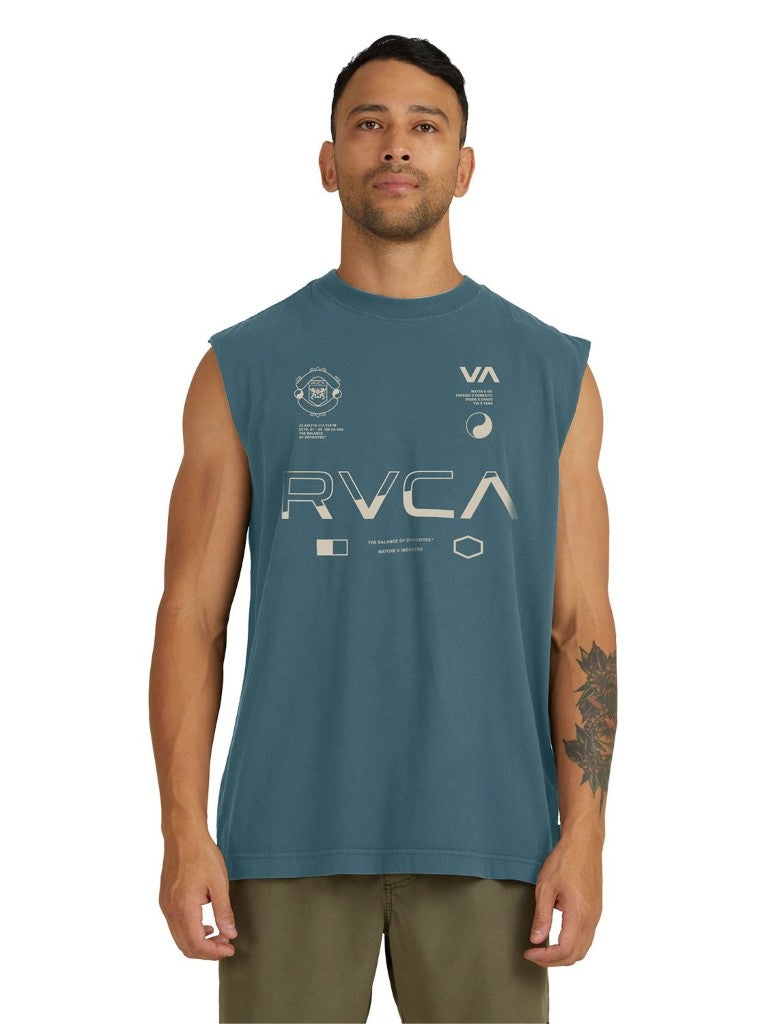 Split All Over Muscle Tee in Duck Blue