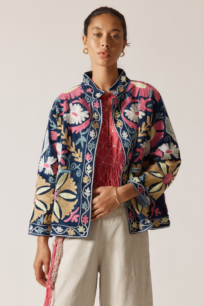 Woodstock Embroidered Jacket In Navy