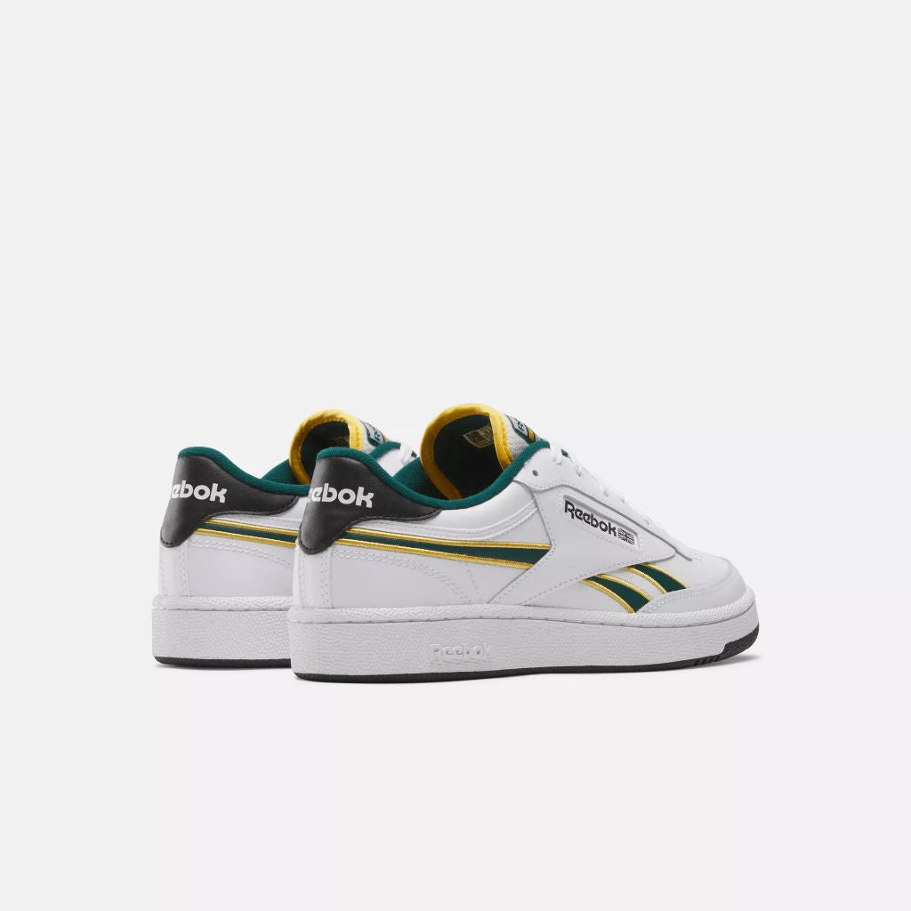 Club C Revenge Sneakers in White / Fierce Gold / Collegiate Green