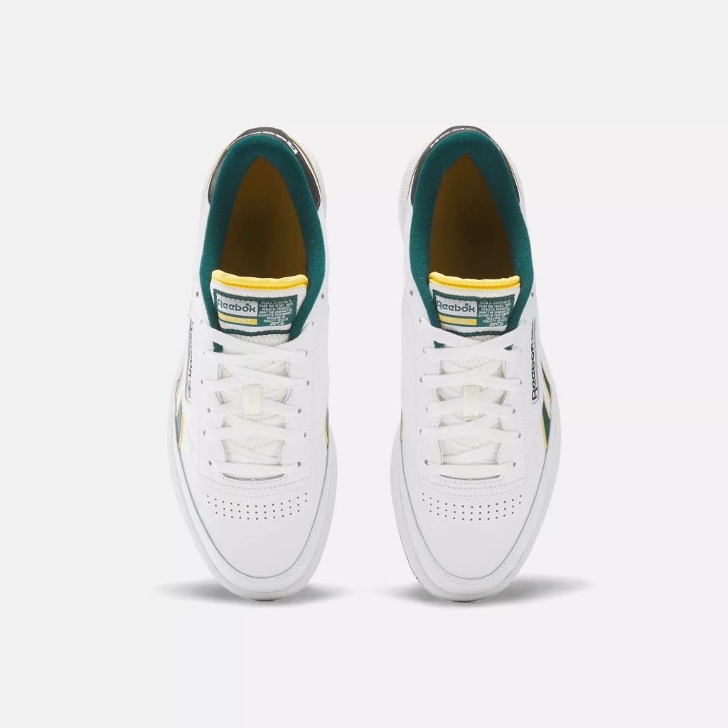 Club C Revenge Sneakers in White / Fierce Gold / Collegiate Green