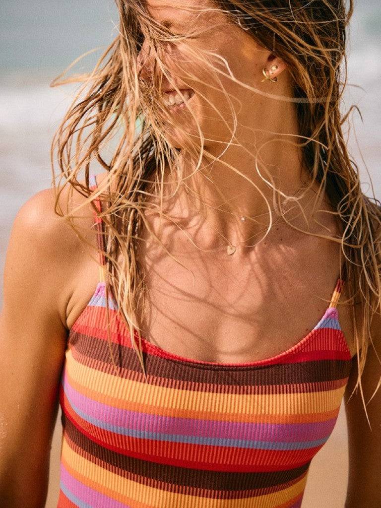 Sunset Stripe One Piece in Pink Cosmos