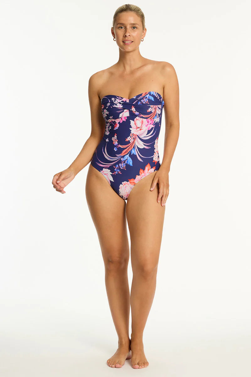 Indochine Twist Bandeau One Piece in French Navy