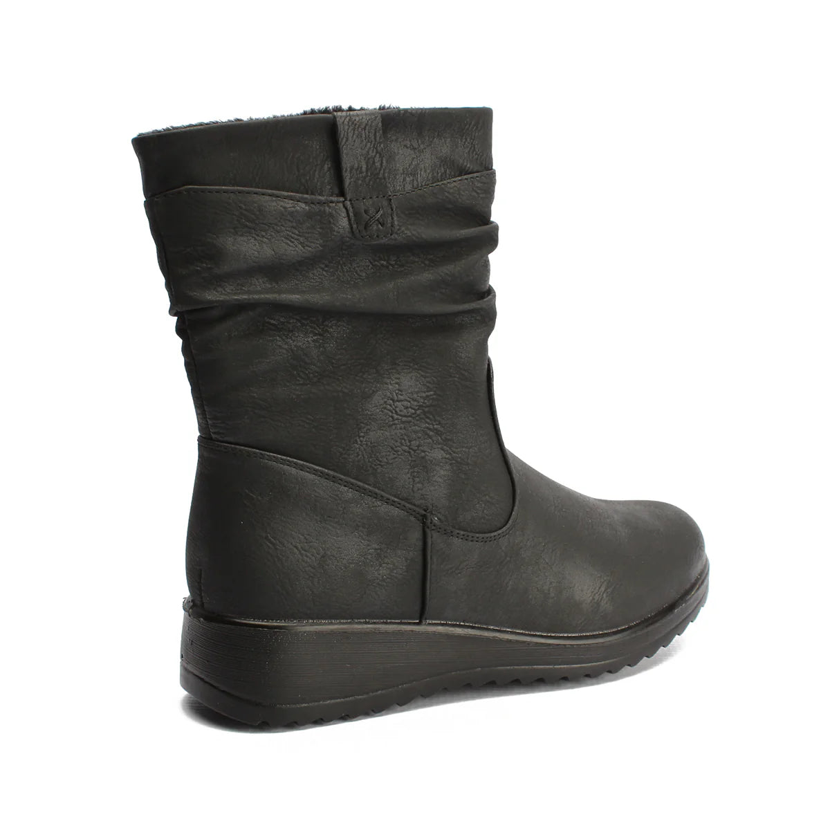 Mid-Length Fur Lined Boot in Black