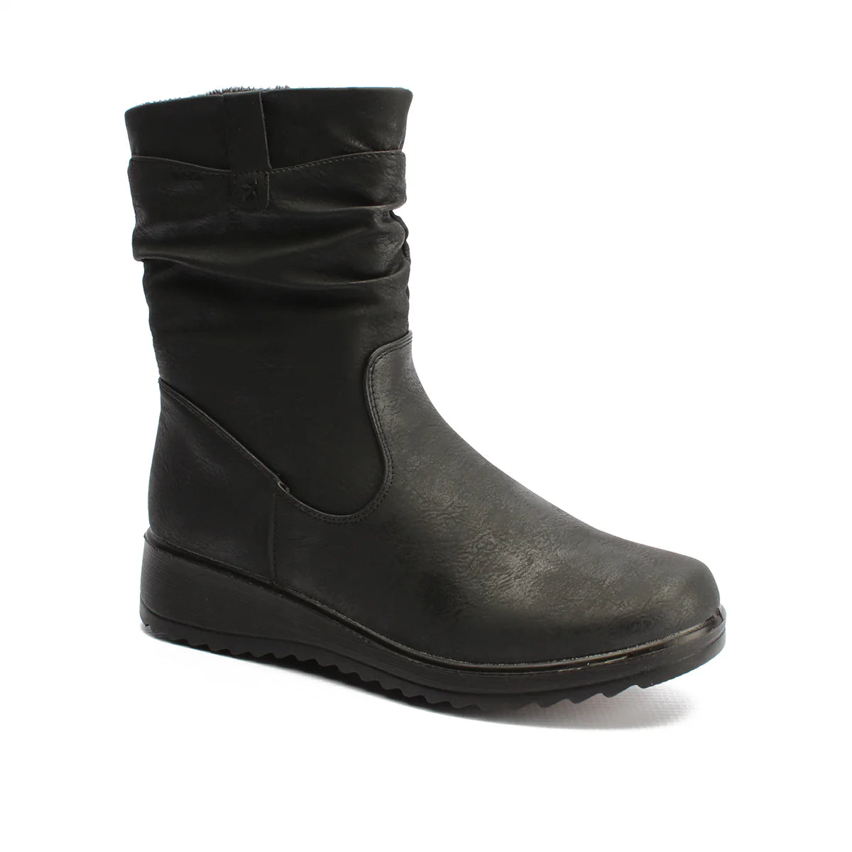 Mid-Length Fur Lined Boot in Black