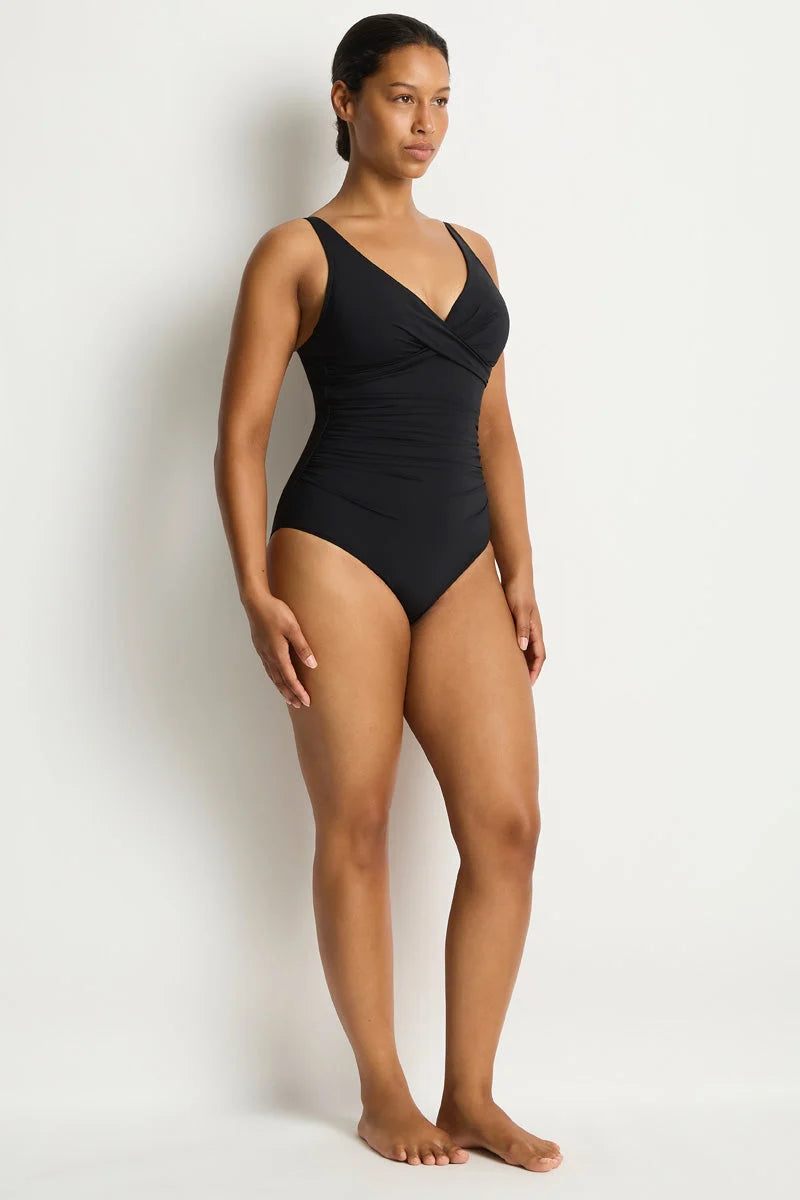 Essentials Cross Front Multifit One Piece in Black
