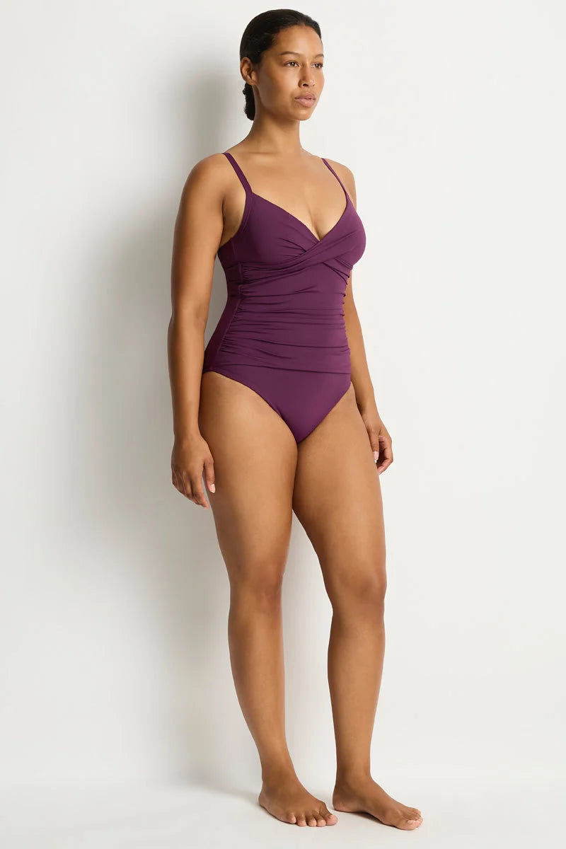 Essentials Edit Cross Front Scoop Back One Piece in Claret