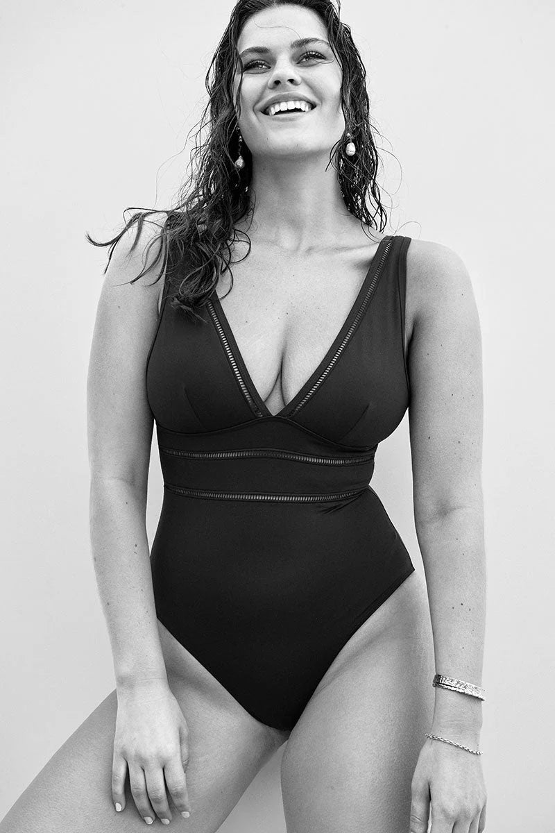 Essentials Spliced One Piece in Black