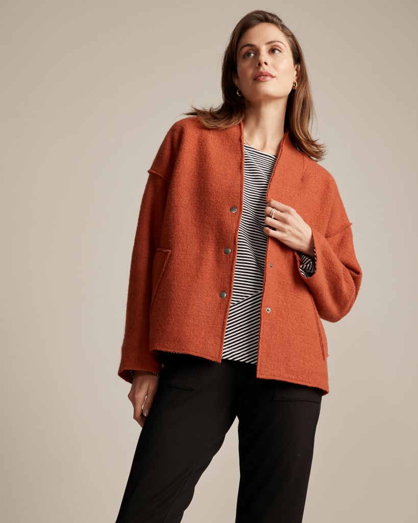 Boiled Wool Jacket in Rust
