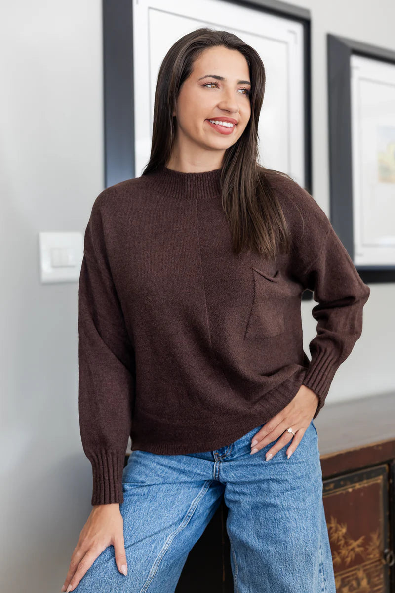Hollister Box Knit With Pocket in Chocolate