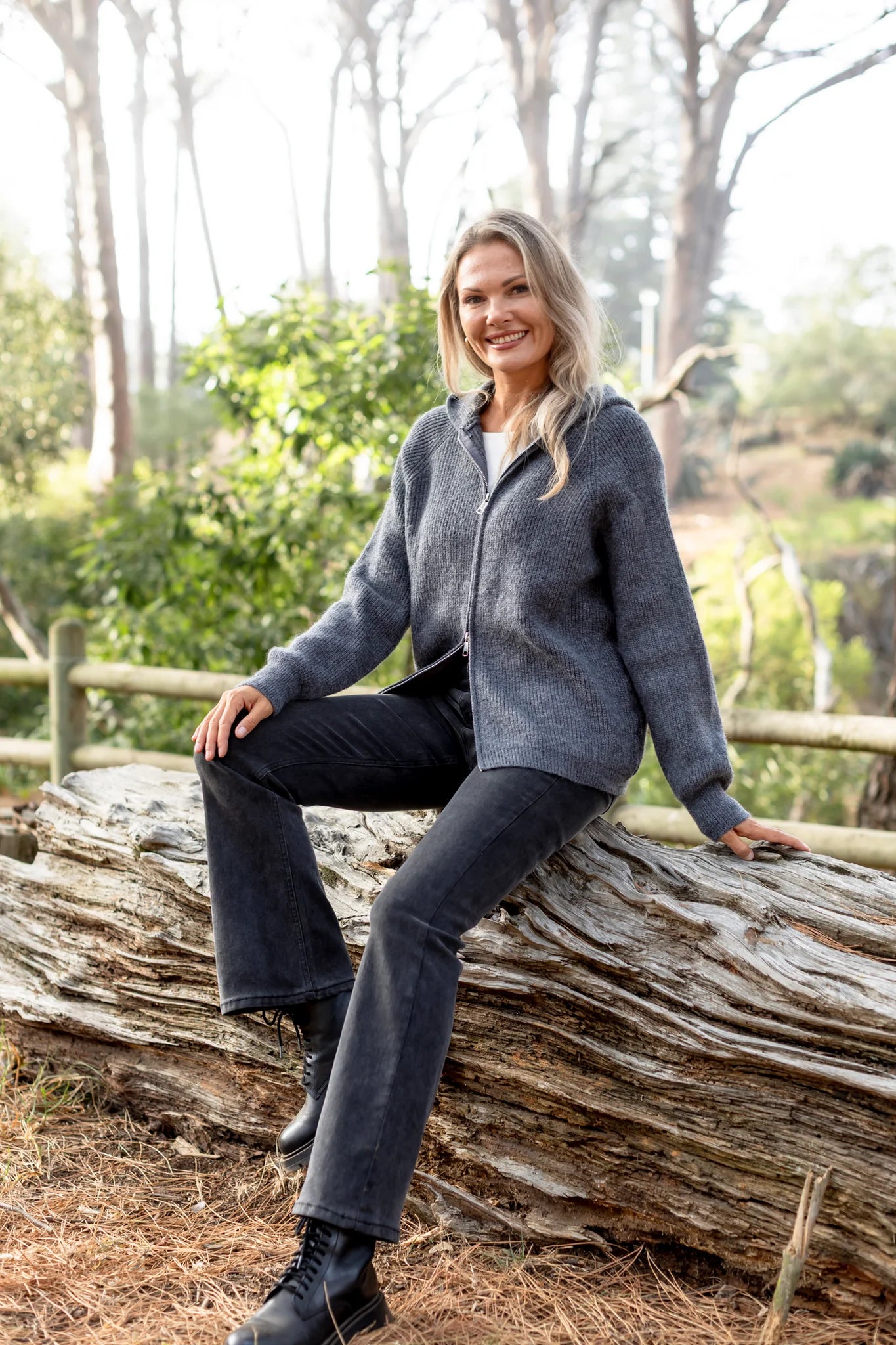 Lugo 2 Way Zipper Cardi in Charcoal