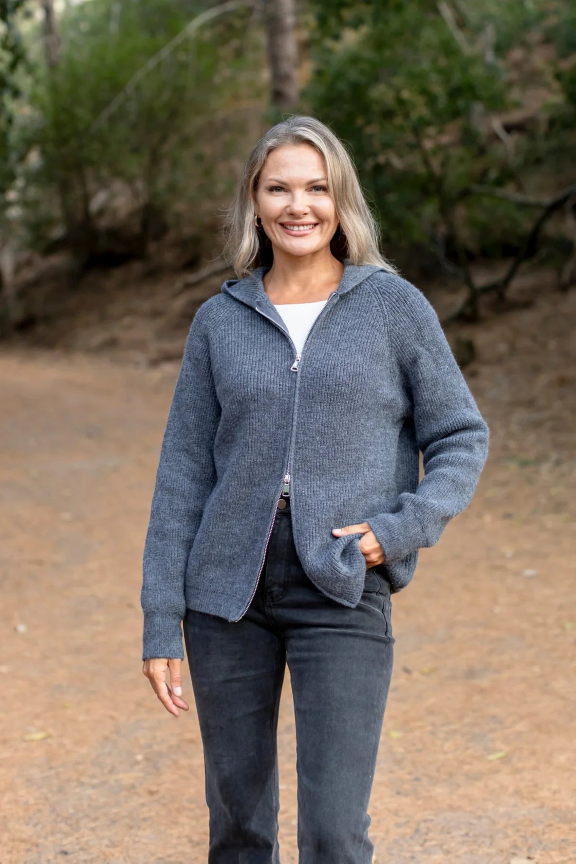Lugo 2 Way Zipper Cardi in Charcoal