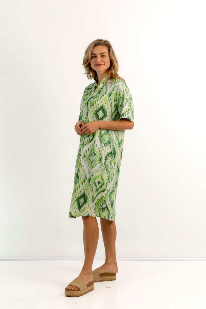 Merissa Mandarin Dress in Jade Jewels