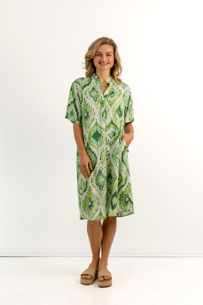 Merissa Mandarin Dress in Jade Jewels