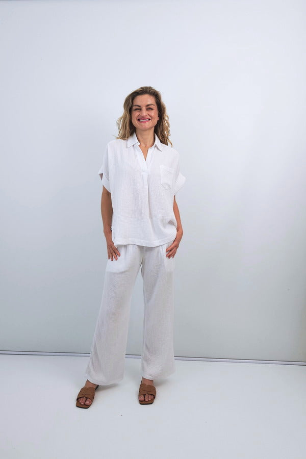 Belle Classic Cotton Pants in White