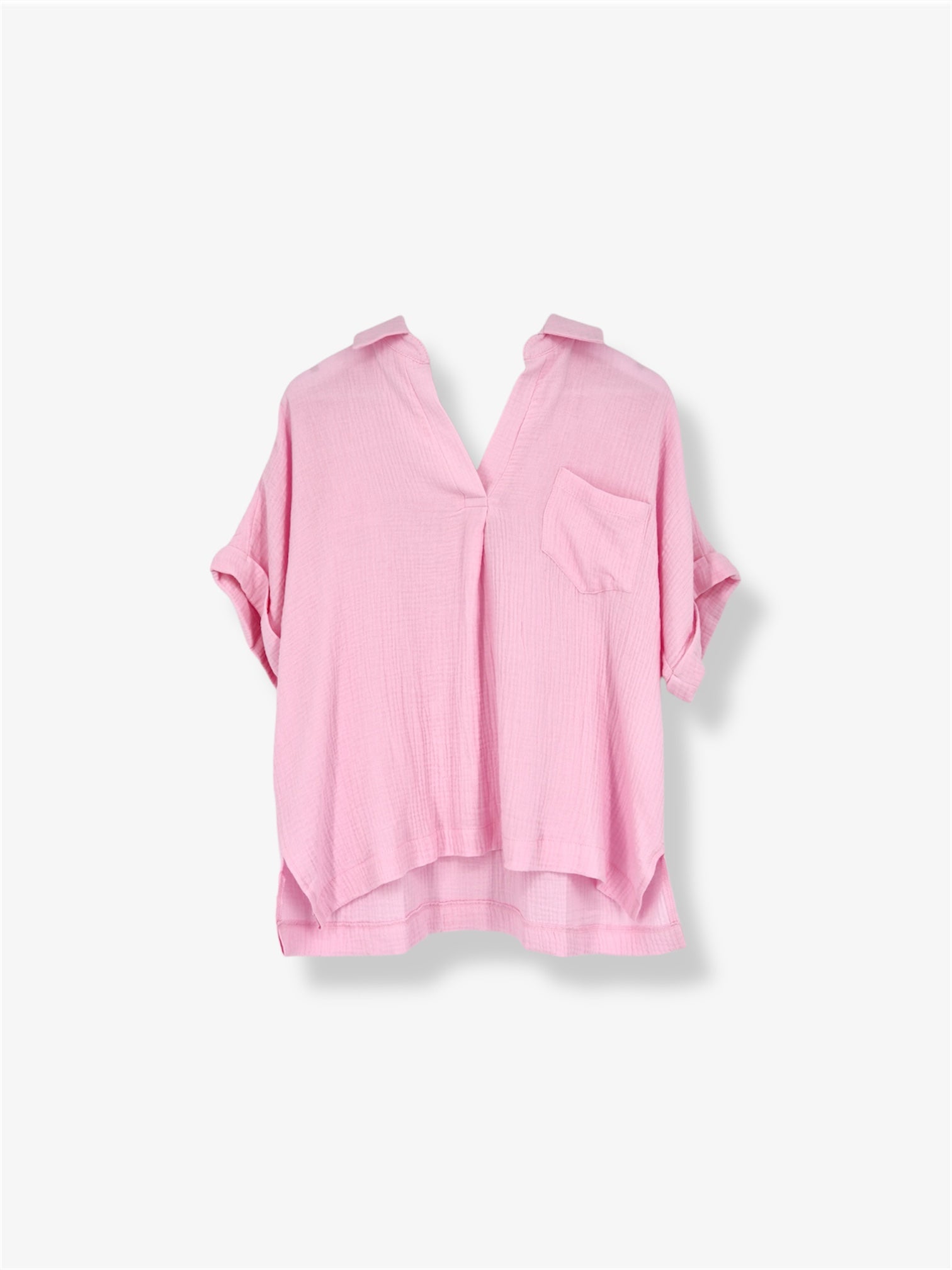 Mirra Cotton Relaxed Boyfriend Shirt in Pink