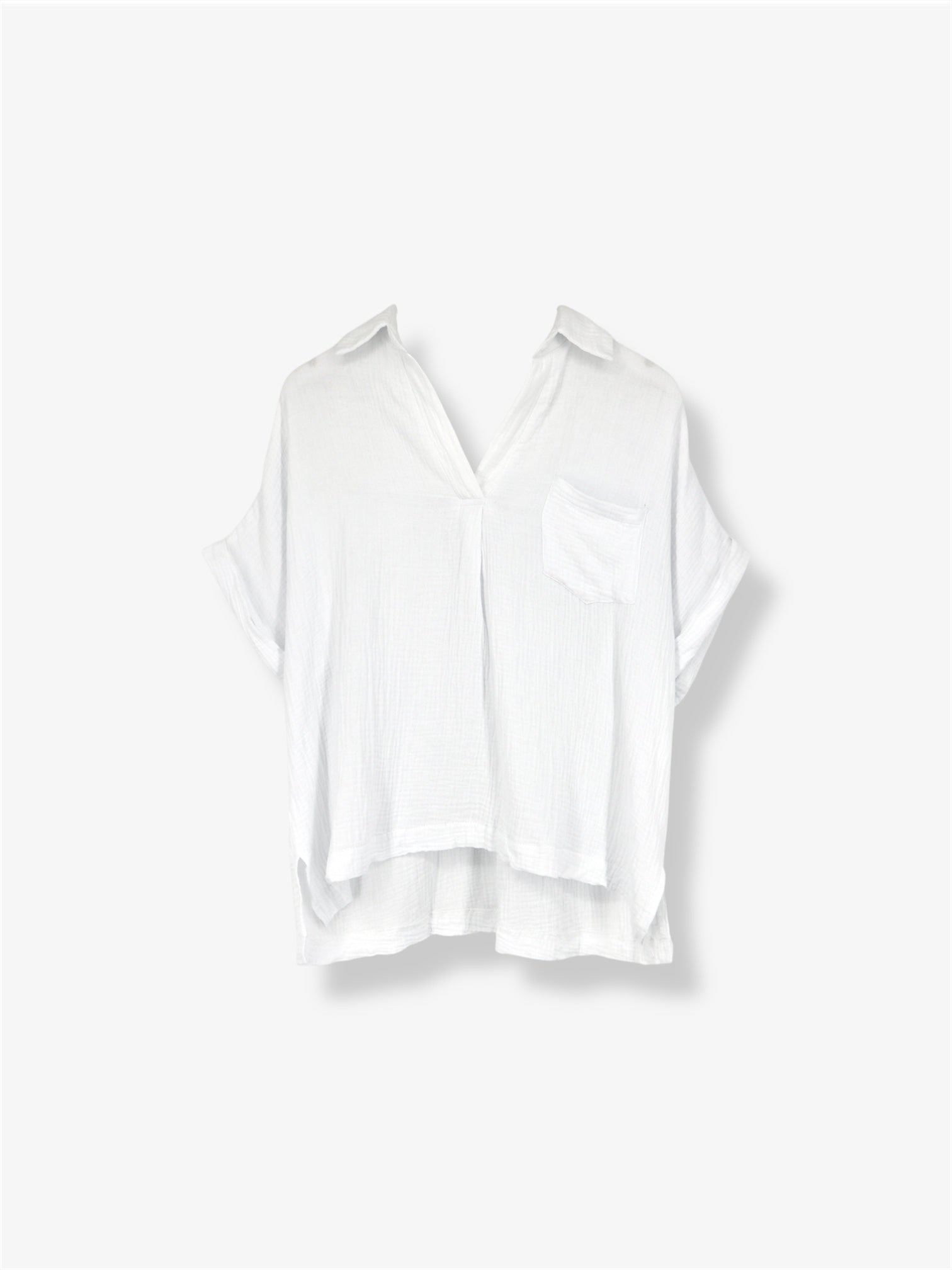 Mirra Cotton Relaxed Boyfriend Shirt in White