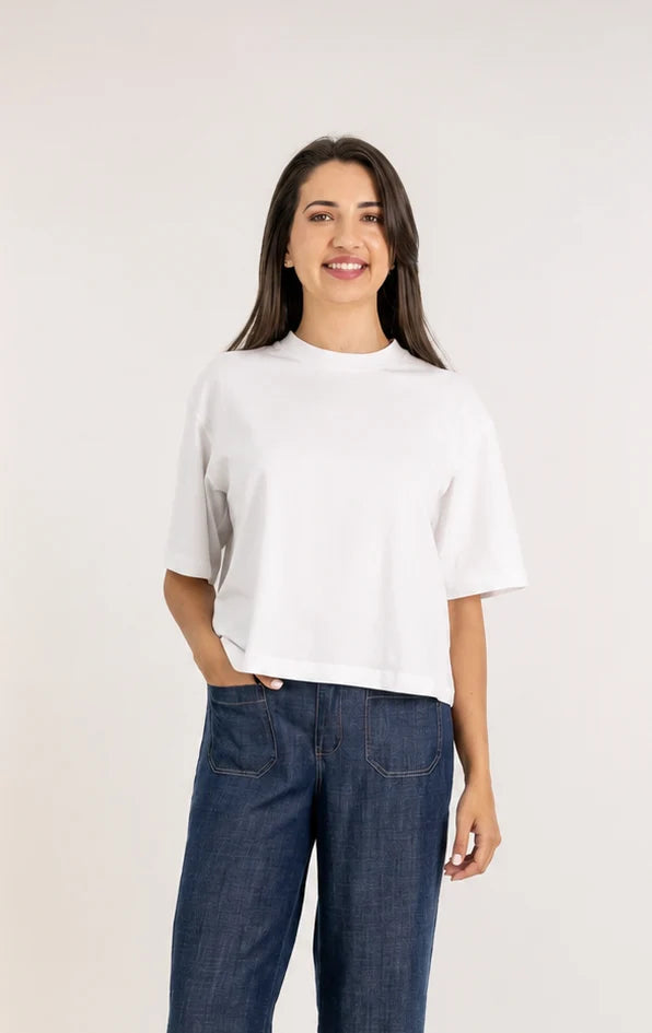 Prima Cotton Box Tee in White