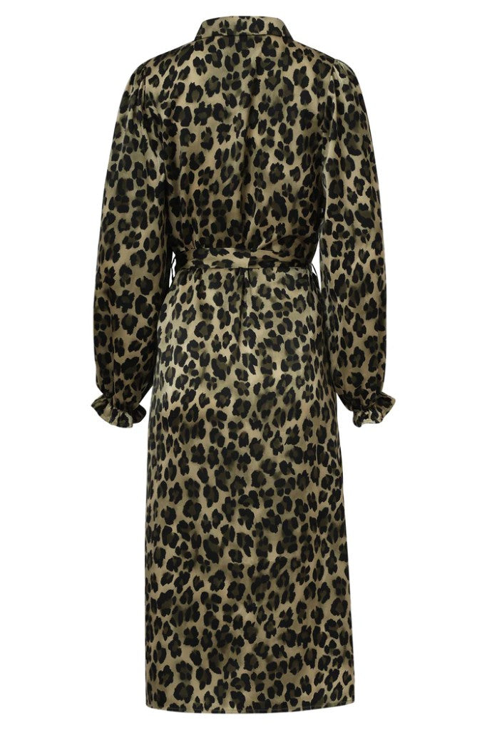 1/2 Button Stand Dress in Army / Black