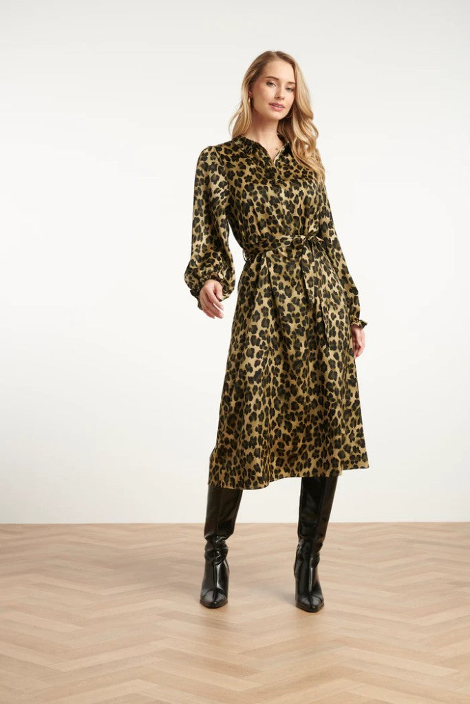 1/2 Button Stand Dress in Army / Black