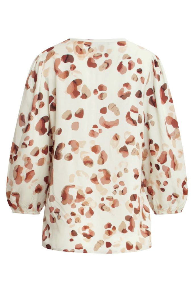 Leopard print blouse on a white background