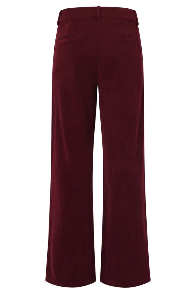 Fine Corduroy Wide Leg Pants in Bordeaux
