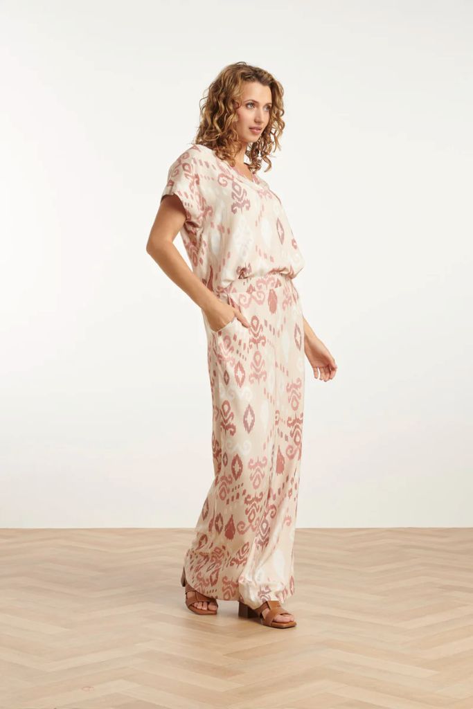 Flowy Aztec Print Pants in Sand