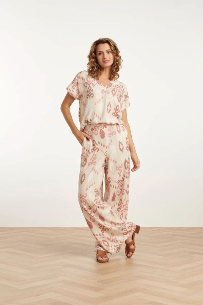 Flowy Aztec Print Pants in Sand