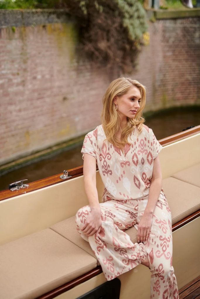 Flowy Aztec Print Pants in Sand