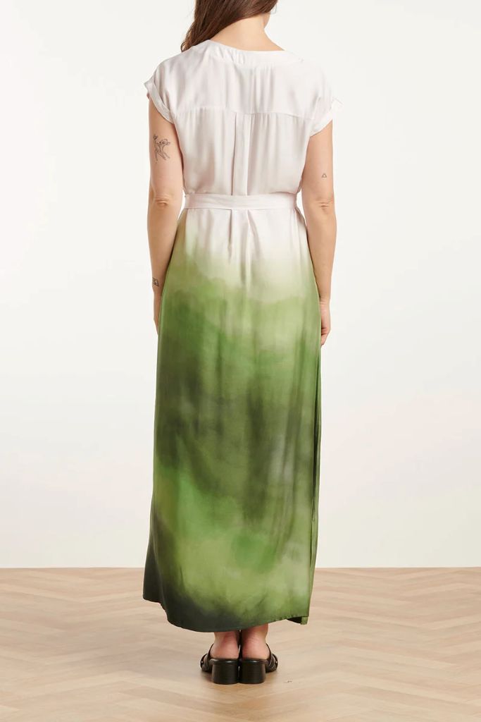 Ombre V-Neck Dress in Off White / Light Green