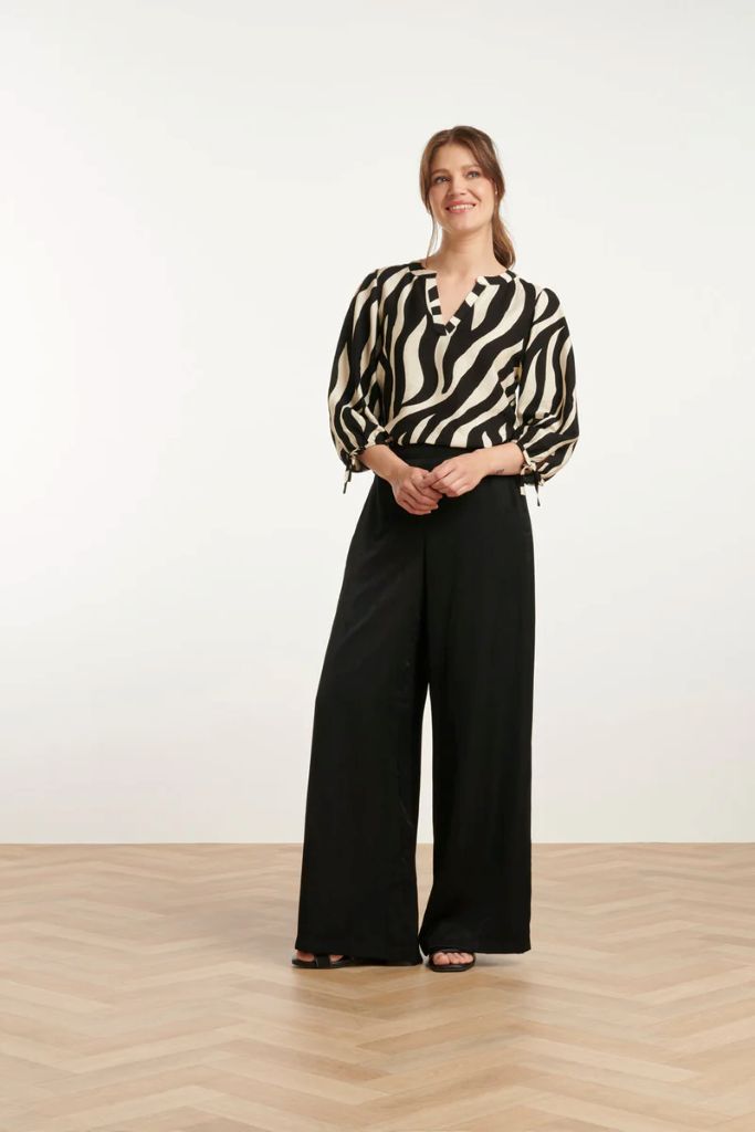 Rayon Satin Wide Leg Pants in Black