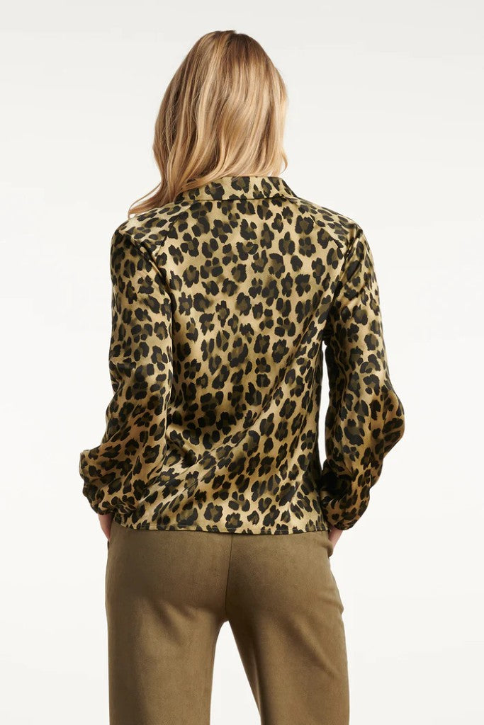 Satin Look Blouse in Army / Black