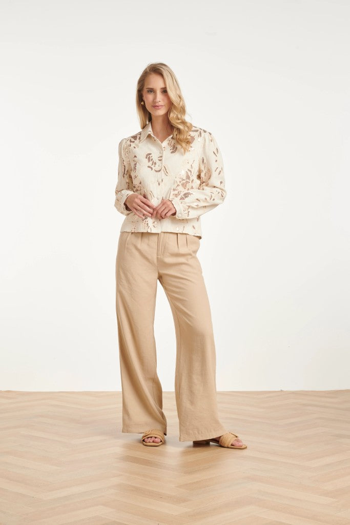 Sequin Floral Jacket in Sand