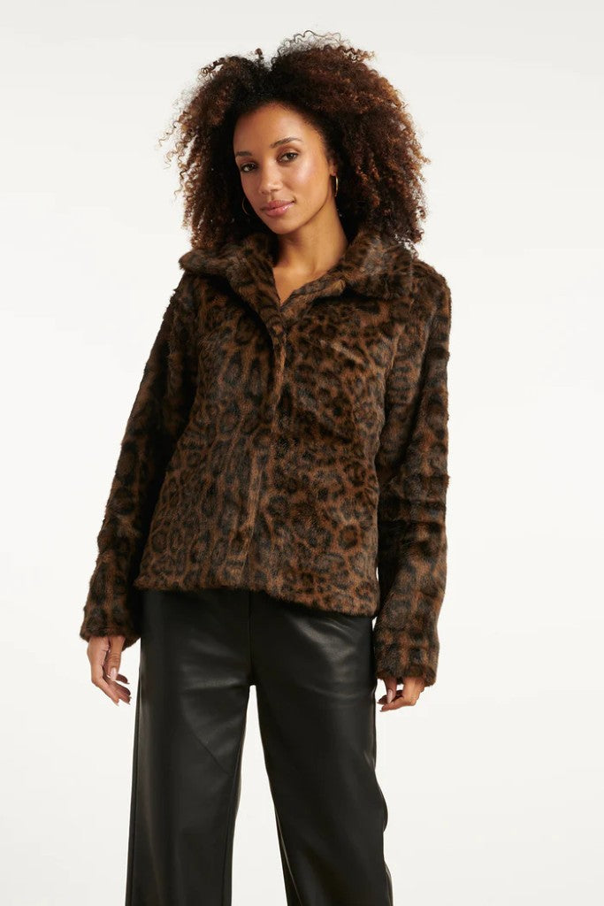Short Animal Print Jacket in Brown / Black