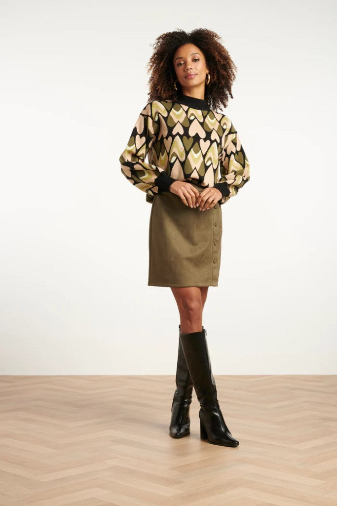 Turtle Neck Knit Top in Black / Army