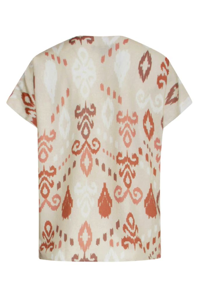V-Neck Aztec Print Top in Sand