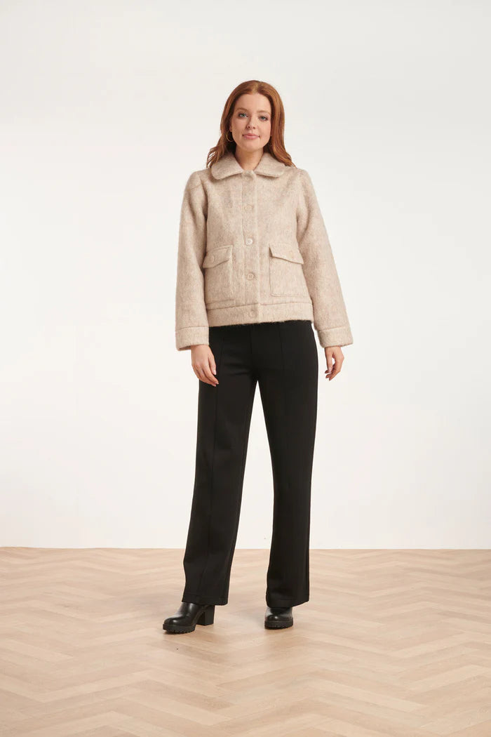 Wool Blend Short Coat in Sand